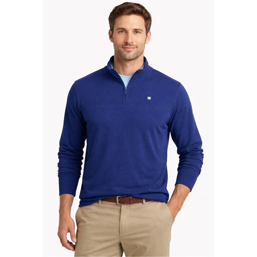 Crown & Ivy Mens XL Blue Knit Sweater 1/4 Zip Mock Neck